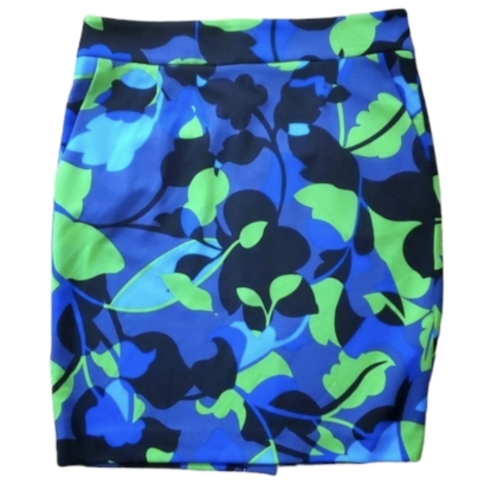 Premise Womans Blue Floral Stretch Pencil Skirt Size 6